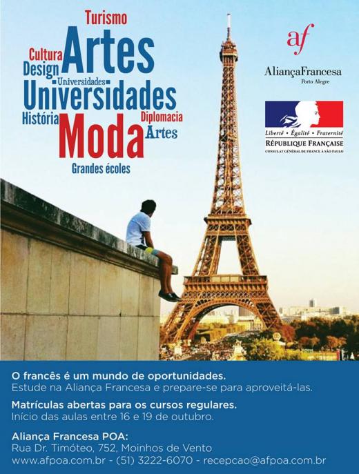 Matrículas abertas na Aliança Francesa Matrículas abertas na Aliança Francesa