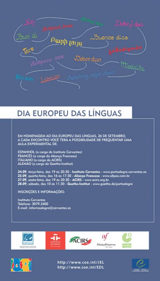 Escolas de POA celebram o Dia Europeu das Línguas com aulas gratuitas para a comunidade Escolas de POA celebram o Dia Europeu das Línguas com aulas gratuitas para a comunidade